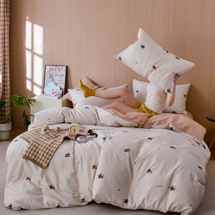 91家纺网 家纺一手货源 找家纺 千朵森 2025新款亲肤舒适高品质双层纱套件四件套-西海 西海—童话