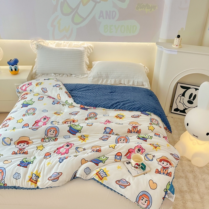91家纺网 家纺一手货源 找家纺 （总）晚爱家纺（原晚安家居） 迪士尼豆豆被A类针织棉儿童大豆被春秋冬被子被芯豆豆绒