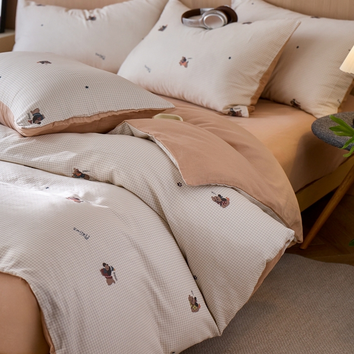 91家纺网 家纺一手货源 找家纺 千朵森 2025新款亲肤舒适高品质双层纱套件四件套-西海 西海—童话