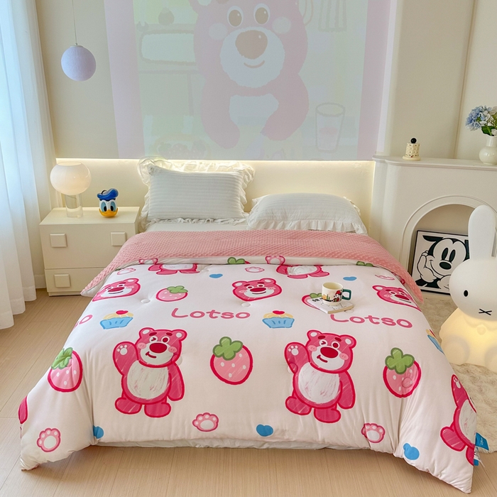 91家纺网 家纺一手货源 找家纺 （总）晚爱家纺（原晚安家居） 迪士尼豆豆被A类针织棉儿童大豆被春秋冬被子被芯豆豆绒