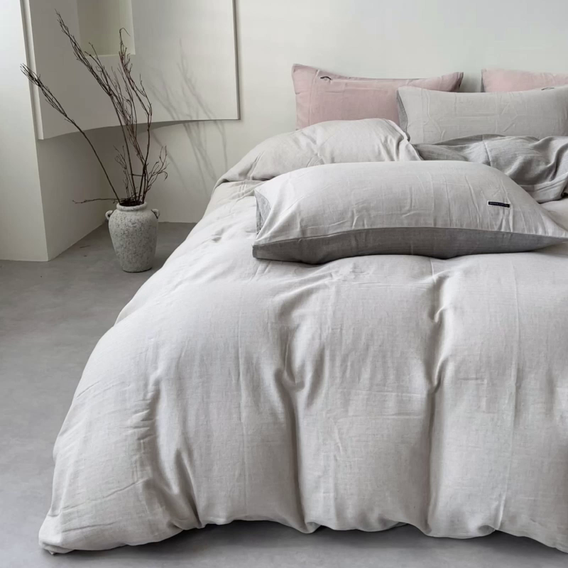 91家纺网 家纺一手货源 找家纺 （总）2025新款休闲风超柔棉麻四件套简约纯棉全棉复古风素色亚麻高端床上用品四季通用