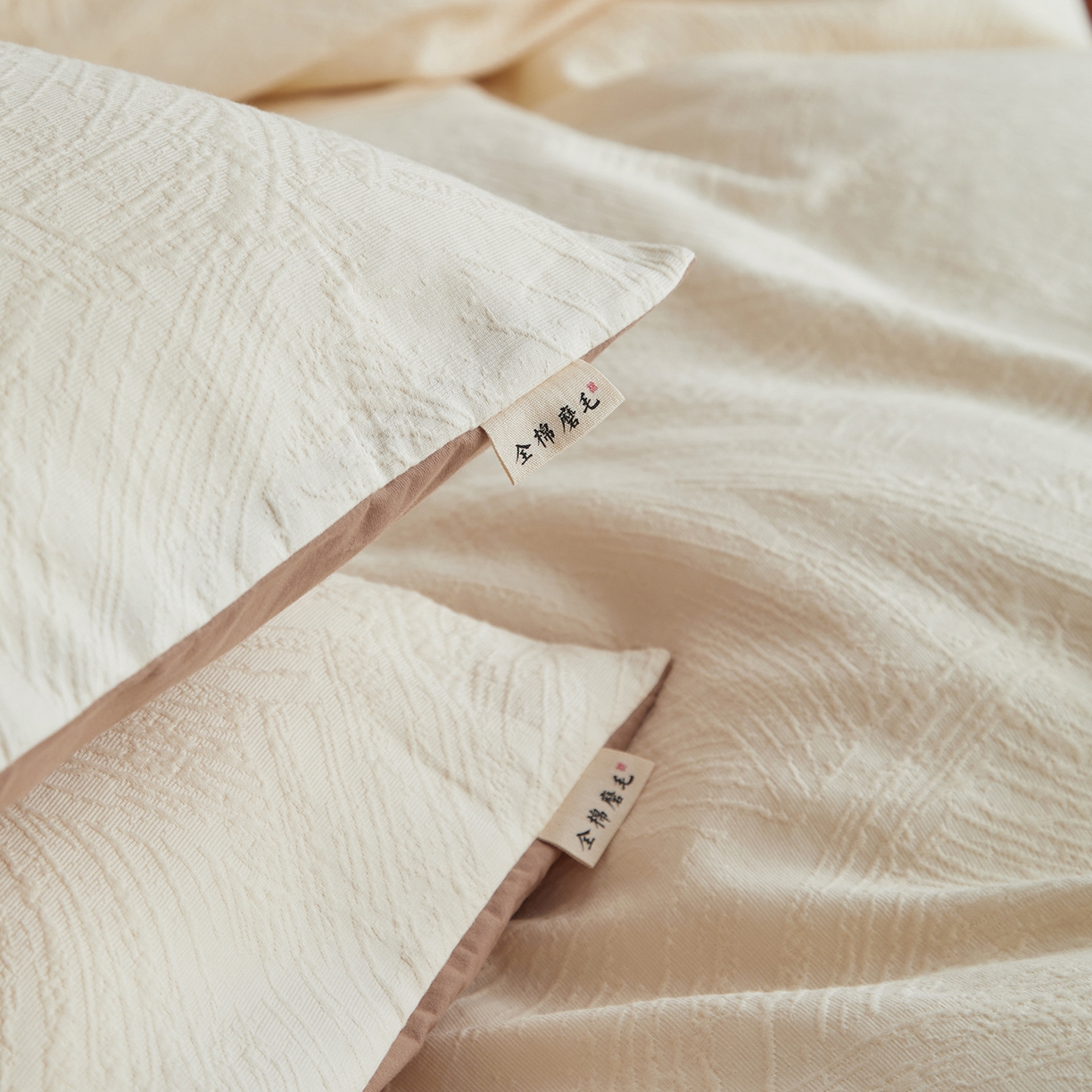 91家纺网 家纺一手货源 找家纺 简宜家居（朝初家纺） 2025新款全棉提花纯棉加厚磨毛四件套 彩绘-米咖