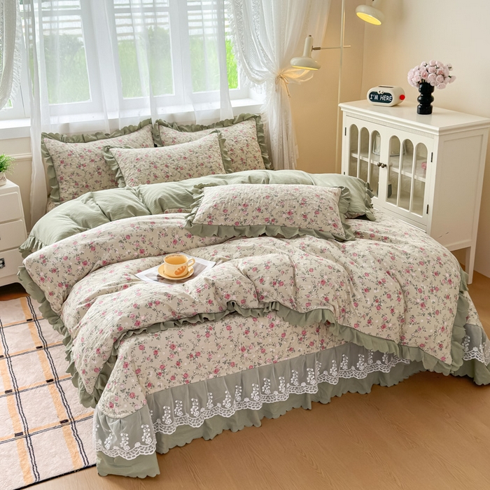 91家纺网 家纺一手货源 找家纺 （总）艺慕 2025款双层蕾丝大花边床盖