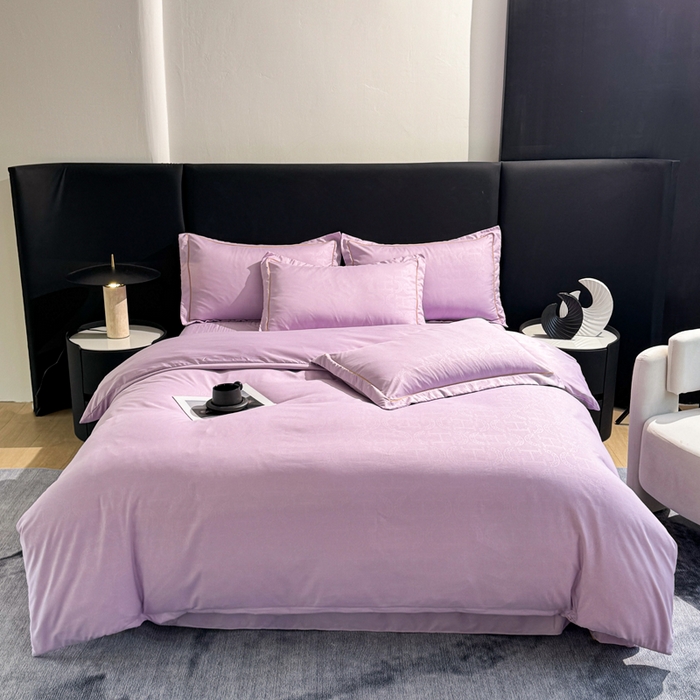 91家纺网 家纺一手货源 找家纺 栩裕纺织 2025新款宋锦绸苏云缎四件套 丁香紫