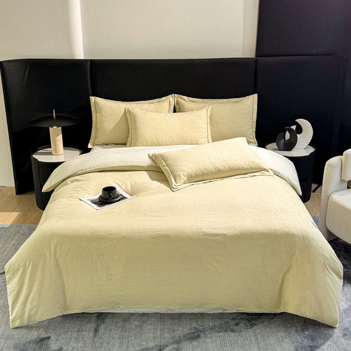 91家纺网 家纺一手货源 找家纺 栩裕纺织 2025新款宋锦绸苏云缎四件套 素茶米