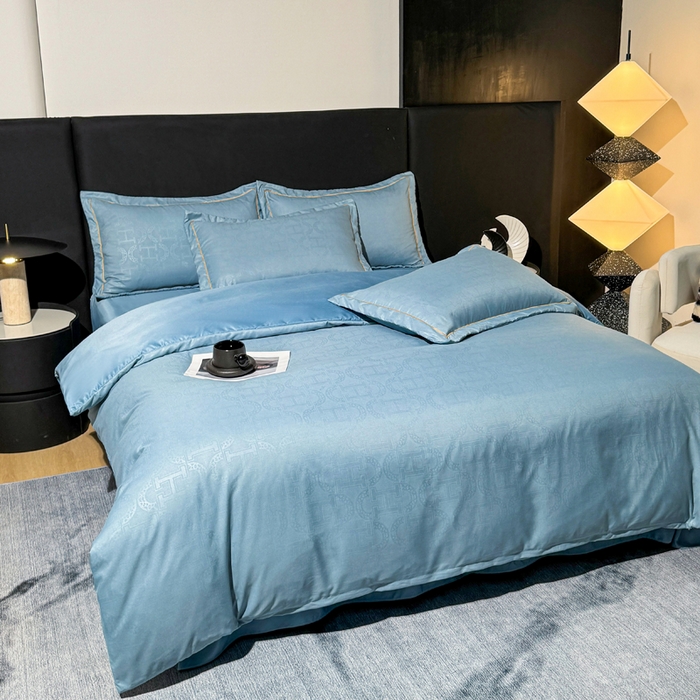 91家纺网 家纺一手货源 找家纺 栩裕纺织 2025新款宋锦绸苏云缎四件套 宾利蓝