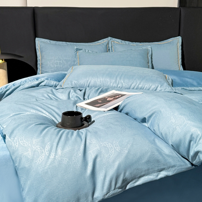 91家纺网 家纺一手货源 找家纺 栩裕纺织 2025新款宋锦绸苏云缎四件套 宾利蓝