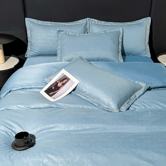 91家纺网 家纺一手货源 找家纺 栩裕纺织 2025新款宋锦绸苏云缎四件套 宾利蓝