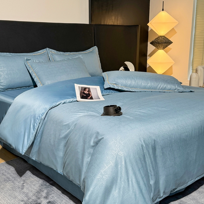 91家纺网 家纺一手货源 找家纺 栩裕纺织 2025新款宋锦绸苏云缎四件套 宾利蓝