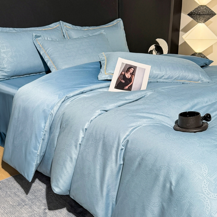 91家纺网 家纺一手货源 找家纺 栩裕纺织 2025新款宋锦绸苏云缎四件套 宾利蓝