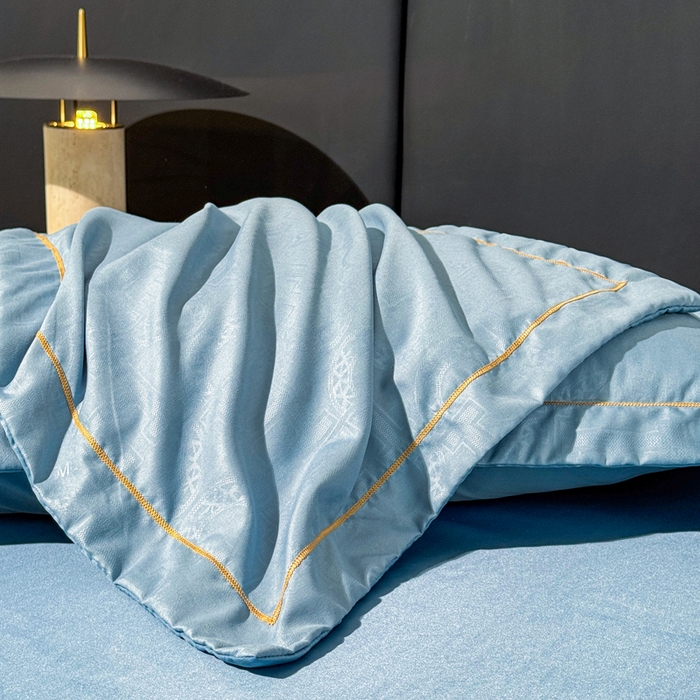 91家纺网 家纺一手货源 找家纺 栩裕纺织 2025新款宋锦绸苏云缎四件套 宾利蓝