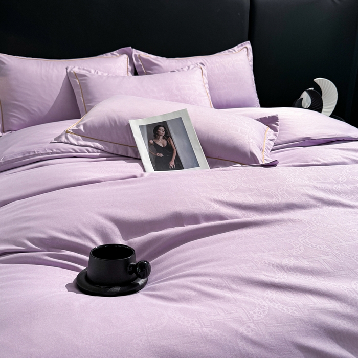 91家纺网 家纺一手货源 找家纺 栩裕纺织 2025新款宋锦绸苏云缎四件套 丁香紫