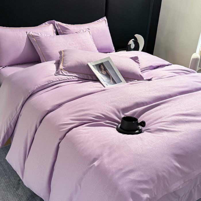 91家纺网 家纺一手货源 找家纺 栩裕纺织 2025新款宋锦绸苏云缎四件套 丁香紫