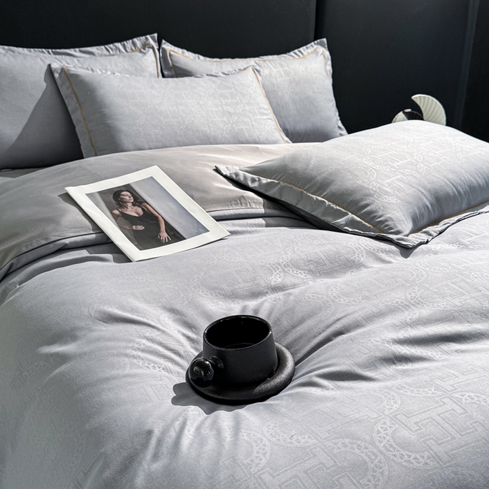 91家纺网 家纺一手货源 找家纺 栩裕纺织 2025新款宋锦绸苏云缎四件套 暮云灰