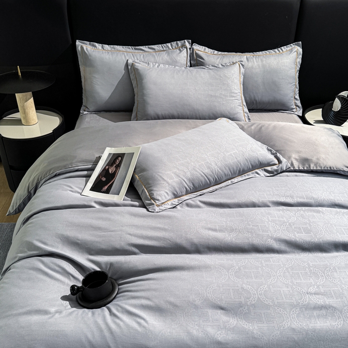 91家纺网 家纺一手货源 找家纺 栩裕纺织 2025新款宋锦绸苏云缎四件套 暮云灰