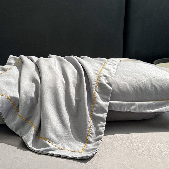 91家纺网 家纺一手货源 找家纺 栩裕纺织 2025新款宋锦绸苏云缎四件套 暮云灰