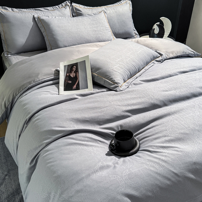 91家纺网 家纺一手货源 找家纺 栩裕纺织 2025新款宋锦绸苏云缎四件套 暮云灰