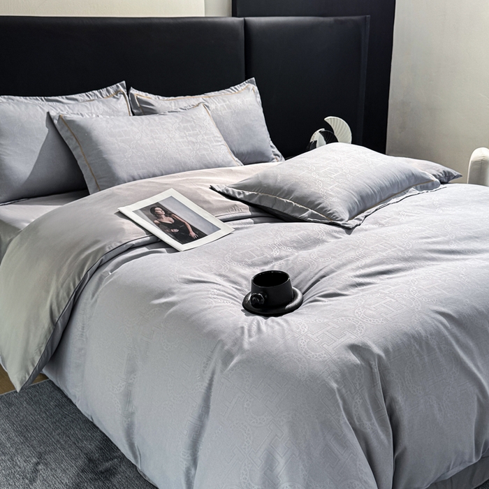 91家纺网 家纺一手货源 找家纺 栩裕纺织 2025新款宋锦绸苏云缎四件套 暮云灰