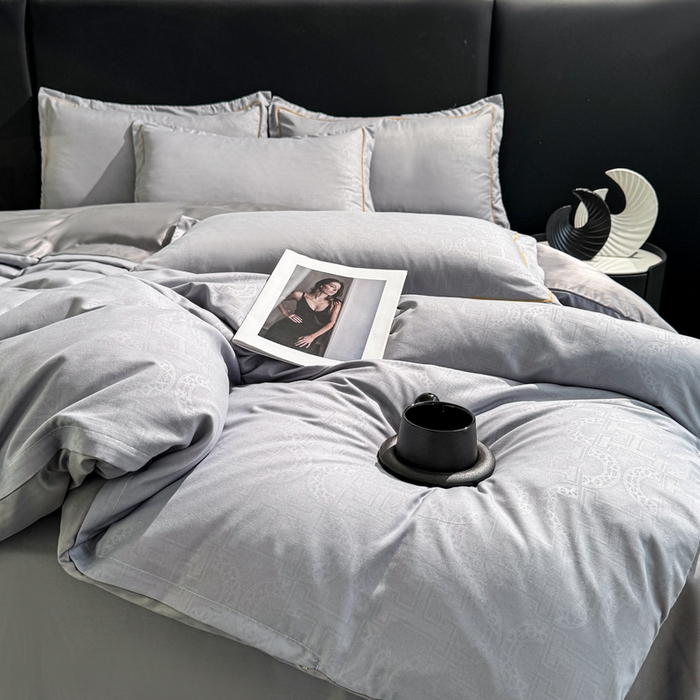 91家纺网 家纺一手货源 找家纺 栩裕纺织 2025新款宋锦绸苏云缎四件套 暮云灰