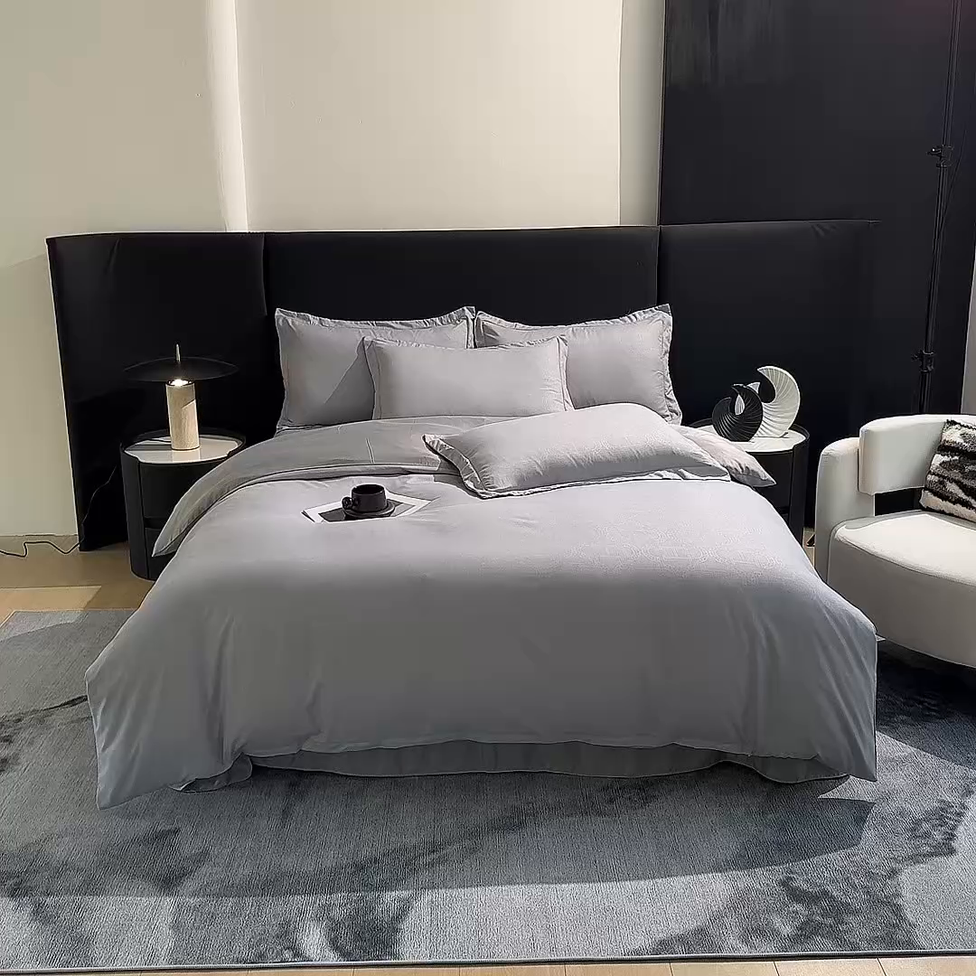 91家纺网 家纺一手货源 找家纺 栩裕纺织 2025新款宋锦绸苏云缎四件套 暮云灰