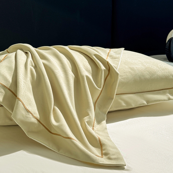 91家纺网 家纺一手货源 找家纺 栩裕纺织 2025新款宋锦绸苏云缎四件套 素茶米