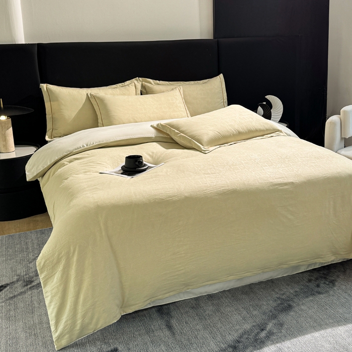 91家纺网 家纺一手货源 找家纺 栩裕纺织 2025新款宋锦绸苏云缎四件套 素茶米