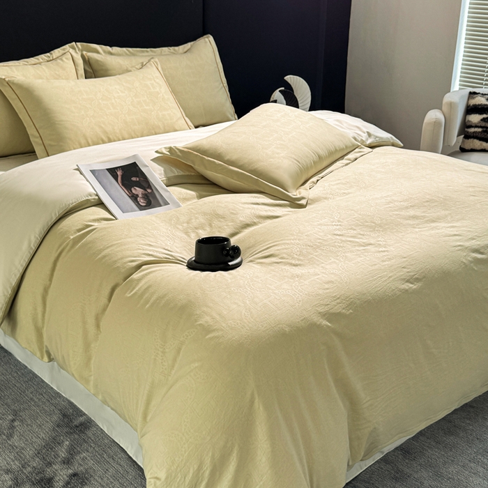 91家纺网 家纺一手货源 找家纺 栩裕纺织 2025新款宋锦绸苏云缎四件套 素茶米