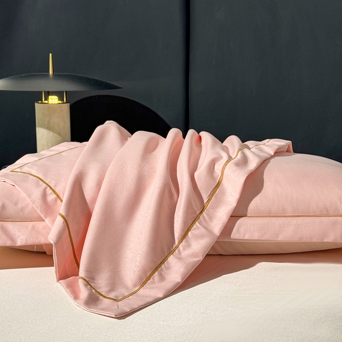 91家纺网 家纺一手货源 找家纺 栩裕纺织 2025新款宋锦绸苏云缎四件套 樱落粉