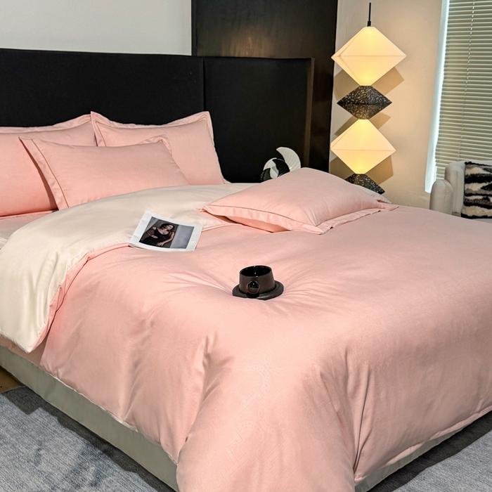 91家纺网 家纺一手货源 找家纺 栩裕纺织 2025新款宋锦绸苏云缎四件套 樱落粉