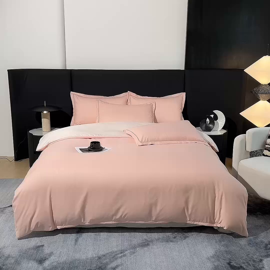 91家纺网 家纺一手货源 找家纺 栩裕纺织 2025新款宋锦绸苏云缎四件套 樱落粉