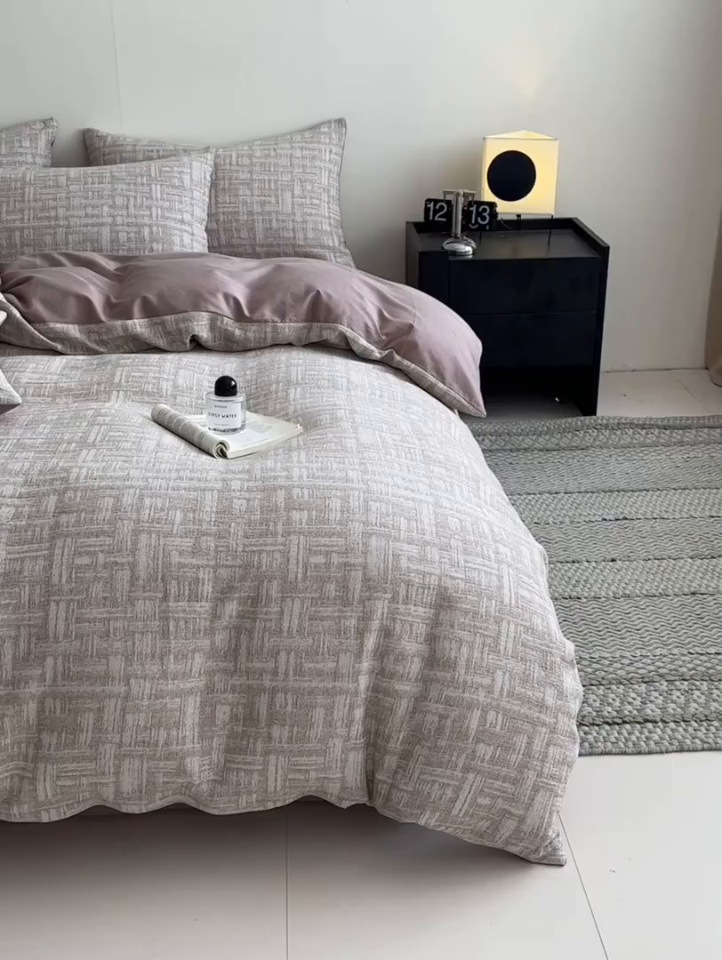 91家纺网 家纺一手货源 找家纺 （总）慕尚家纺 2025新款全棉提花皱皱纱四件套