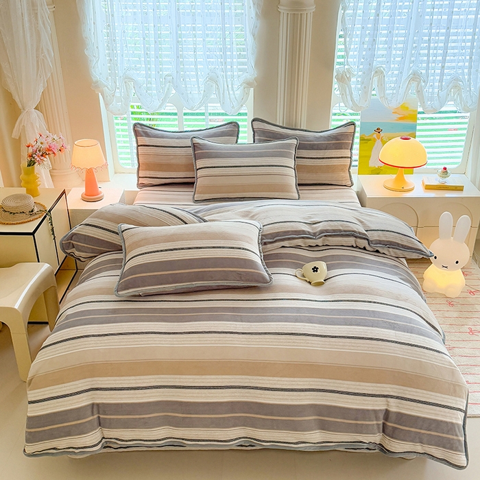 518家纺 2025新高克重200g卡通印花牛奶绒四件套（支持定制）摩登时尚