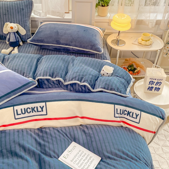 91家纺网 家纺一手货源 找家纺 518家纺 2025新高克重200g卡通印花牛奶绒四件套（支持定制）清风韵律