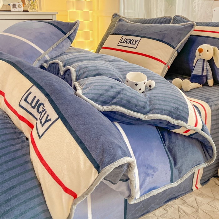 91家纺网 家纺一手货源 找家纺 518家纺 2025新高克重200g卡通印花牛奶绒四件套（支持定制）清风韵律