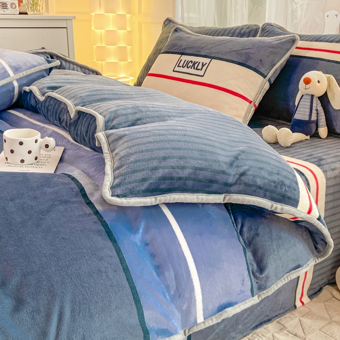 91家纺网 家纺一手货源 找家纺 518家纺 2025新高克重200g卡通印花牛奶绒四件套（支持定制）清风韵律