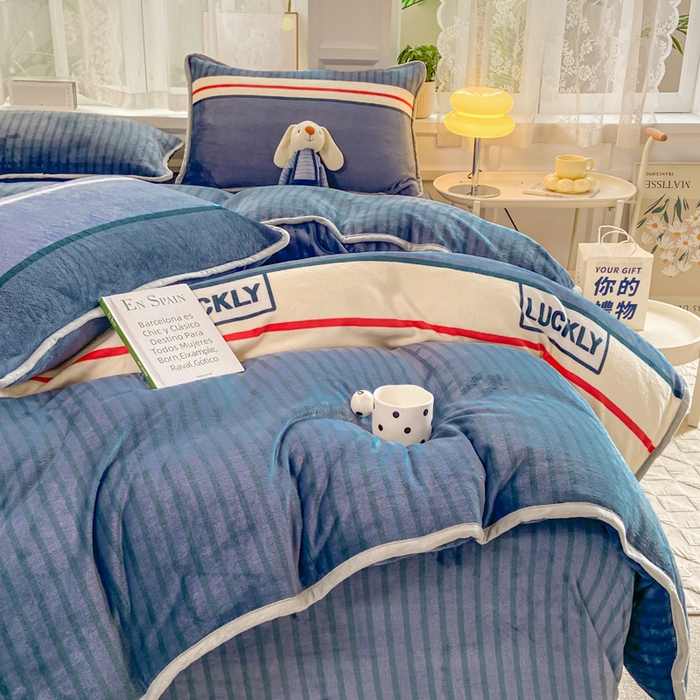 91家纺网 家纺一手货源 找家纺 518家纺 2025新高克重200g卡通印花牛奶绒四件套（支持定制）清风韵律