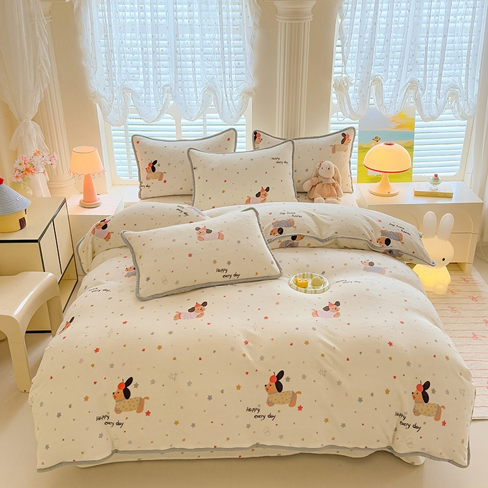 518家纺 2025新高克重200g卡通印花牛奶绒四件套（支持定制）童趣星海