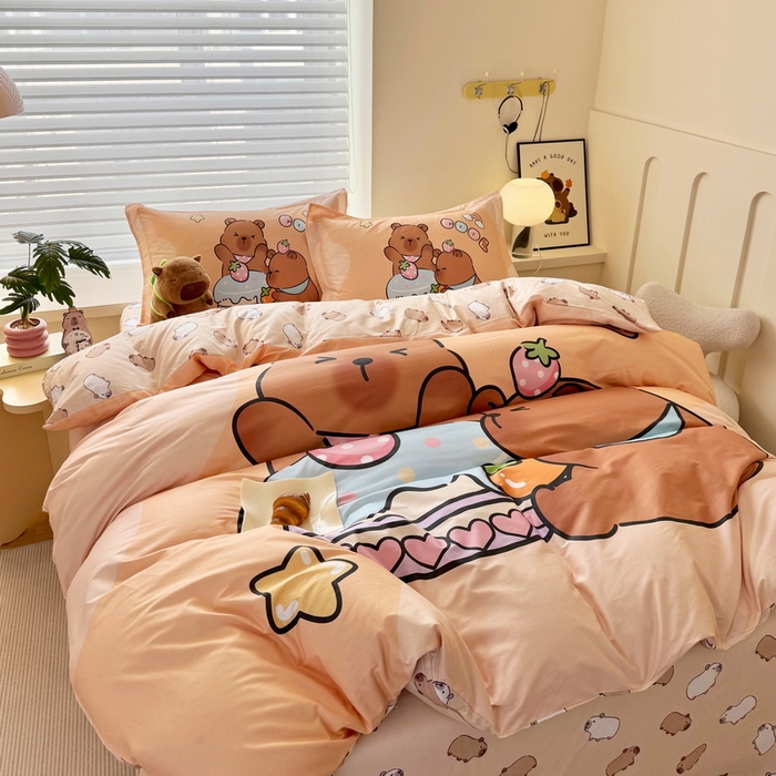 91家纺网 家纺一手货源 找家纺 （总）蘭菲家纺 2025新款全棉大版卡皮巴拉系列四件套