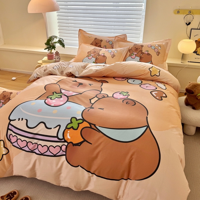 91家纺网 家纺一手货源 找家纺 （总）蘭菲家纺 2025新款全棉大版卡皮巴拉系列四件套