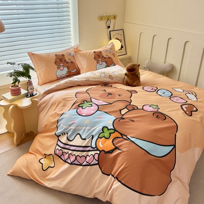 91家纺网 家纺一手货源 找家纺 （总）蘭菲家纺 2025新款全棉大版卡皮巴拉系列四件套