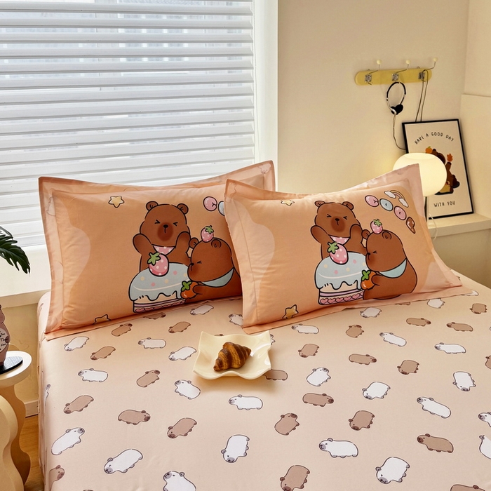 91家纺网 家纺一手货源 找家纺 （总）蘭菲家纺 2025新款全棉大版卡皮巴拉系列四件套