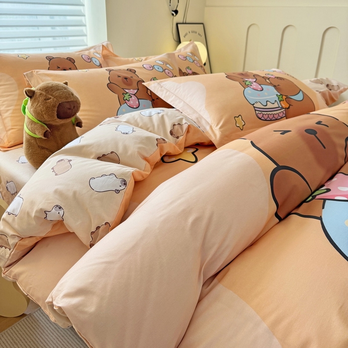 91家纺网 家纺一手货源 找家纺 （总）蘭菲家纺 2025新款全棉大版卡皮巴拉系列四件套