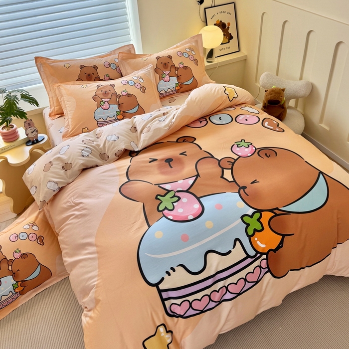 91家纺网 家纺一手货源 找家纺 （总）蘭菲家纺 2025新款全棉大版卡皮巴拉系列四件套