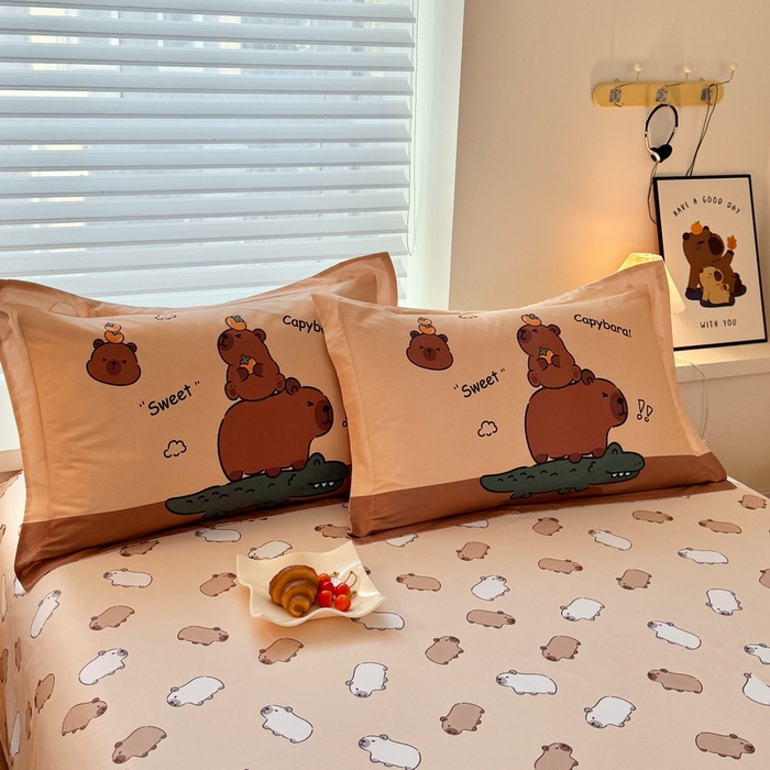 91家纺网 家纺一手货源 找家纺 蘭菲家纺 2025新款全棉大版卡皮巴拉系列四件套 征服拉