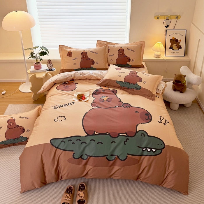 蘭菲家纺 2025新款全棉大版卡皮巴拉系列四件套 征服拉