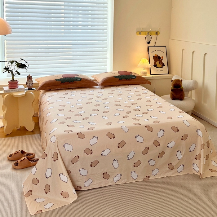 91家纺网 家纺一手货源 找家纺 蘭菲家纺 2025新款全棉大版卡皮巴拉系列四件套 征服拉