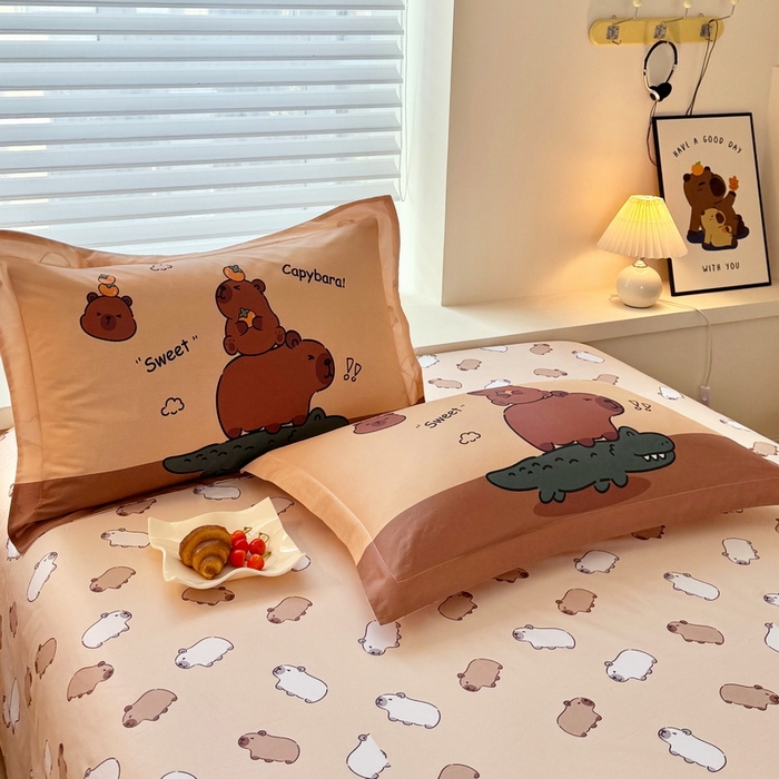 91家纺网 家纺一手货源 找家纺 蘭菲家纺 2025新款全棉大版卡皮巴拉系列四件套 征服拉