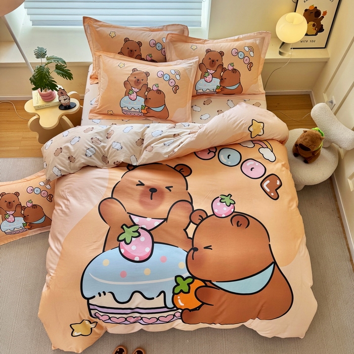 91家纺网 家纺一手货源 找家纺 （总）蘭菲家纺 2025新款全棉大版卡皮巴拉系列四件套