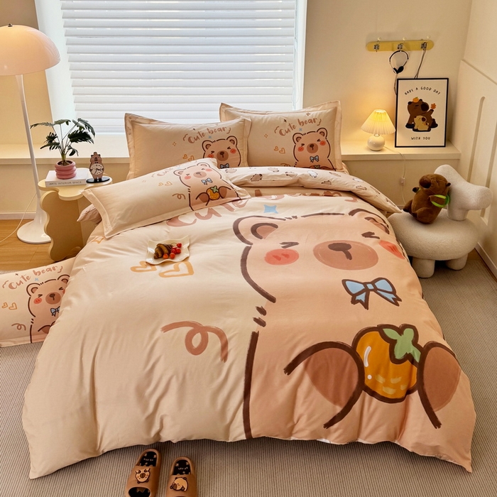 91家纺网 家纺一手货源 找家纺 （总）蘭菲家纺 2025新款全棉大版卡皮巴拉系列四件套