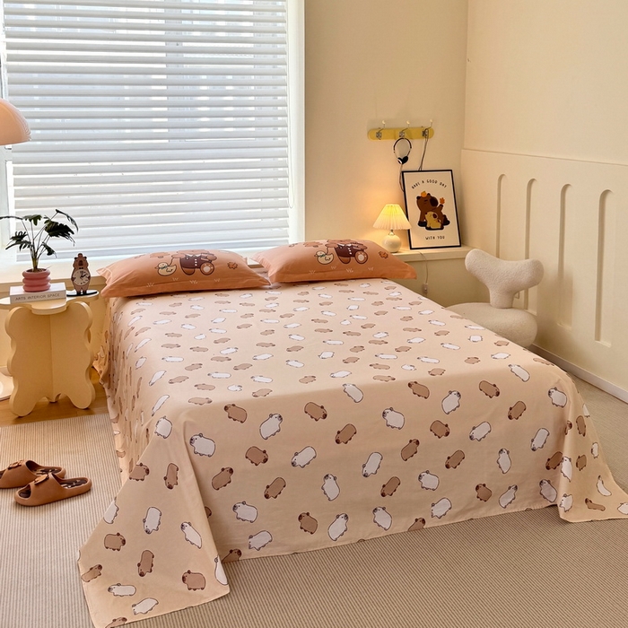 91家纺网 家纺一手货源 找家纺 蘭菲家纺 2025新款全棉大版卡皮巴拉系列四件套 拉小鸭